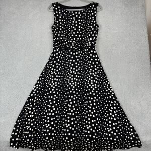 Jessica Howard Polka Dot Dress Sz 6 Rockabilly Swing Fit Flare Ruched Stretchy